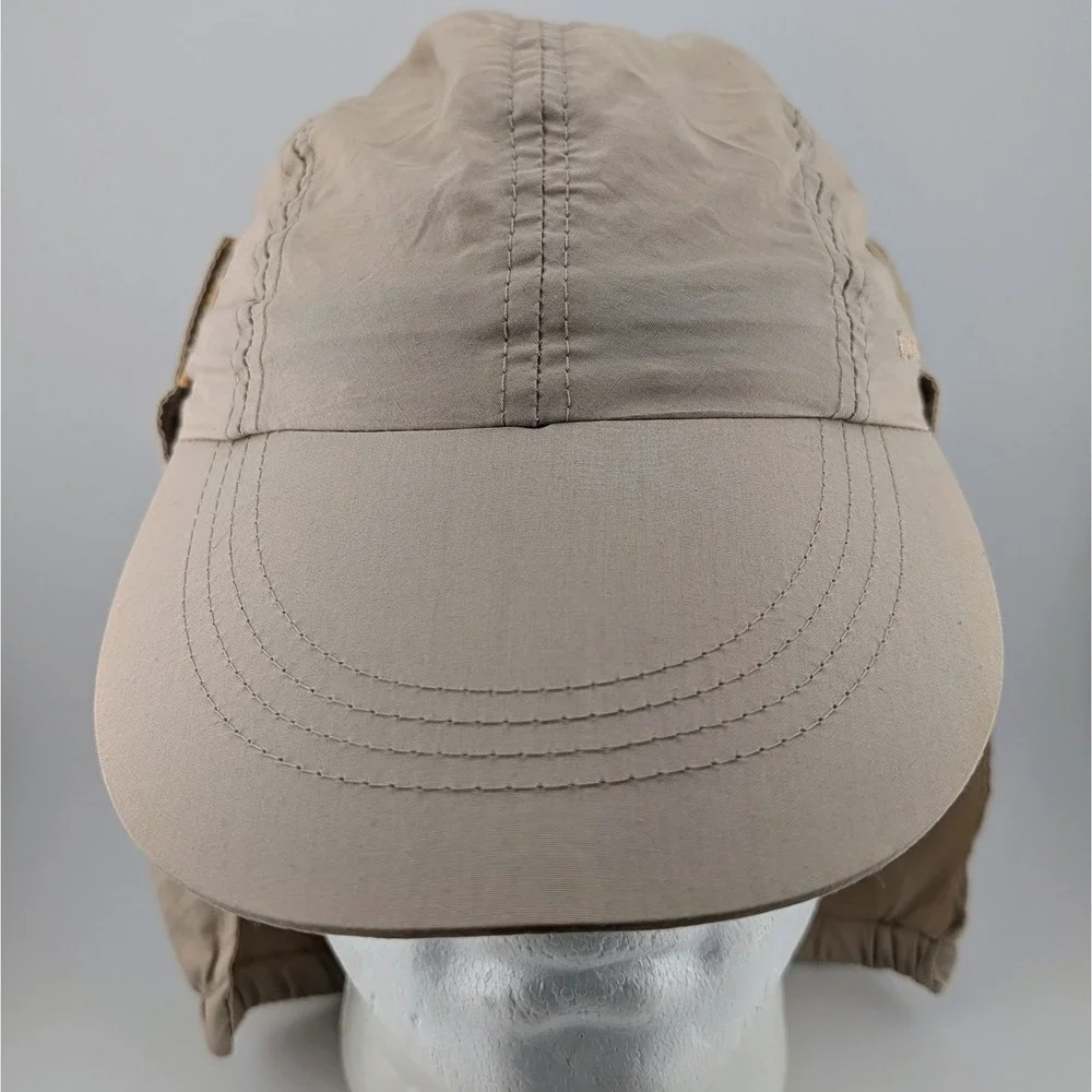 Vintage Filson Fishing Long Brim Hat Cap Made In USA Safari Sun Flap Beige